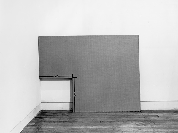 Measurement: -256" Square, 1969, Letraset and corrugated cardboard, 36 x 48 inches 
