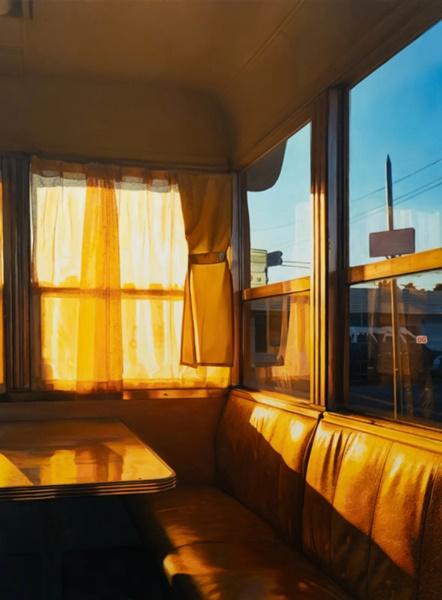 click to enlarge- double click to reduce Ambient diner, 2024 Oil on canvas76.2 x 101.6 cm 30 x 40 inSigned