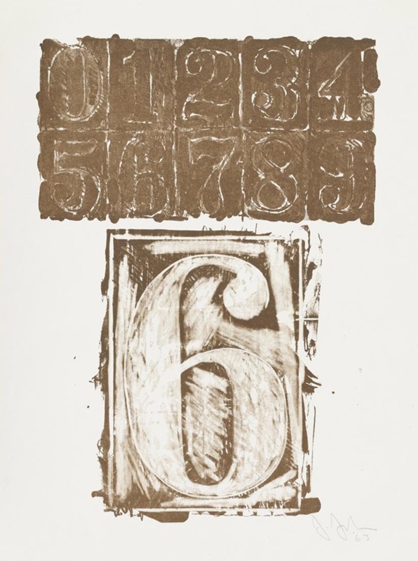 Jasper Johns,6, 1963

Lithograph

20 1/2 x 15 3/4 inches

Edition of 10

Signed, dated, and numbered in pencil

