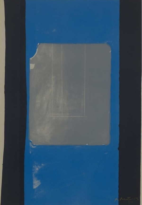 click to enlarge- double click to reduce Robert Motherwell,The Aberdeen Stone, 1971
Lithograph
40 1/4 x 27 5/8 inches
Edition of 10
Signed and numbered in pencil